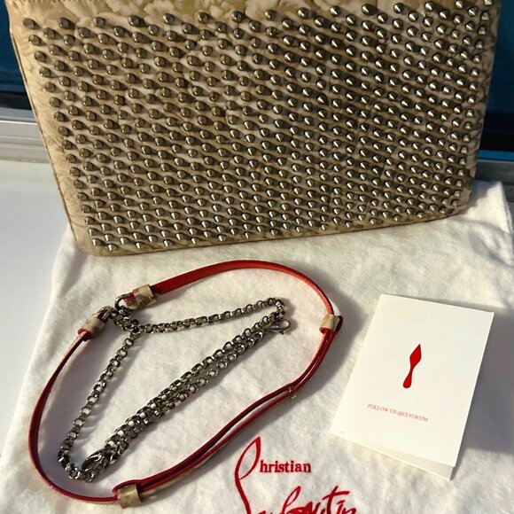 Louboutin Loubiposh Spiked Glitter Clutch Crossbody - Picture 3 of 14